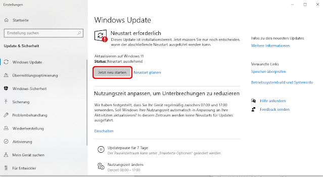 Windows 11 wird beim Neustart installiert.