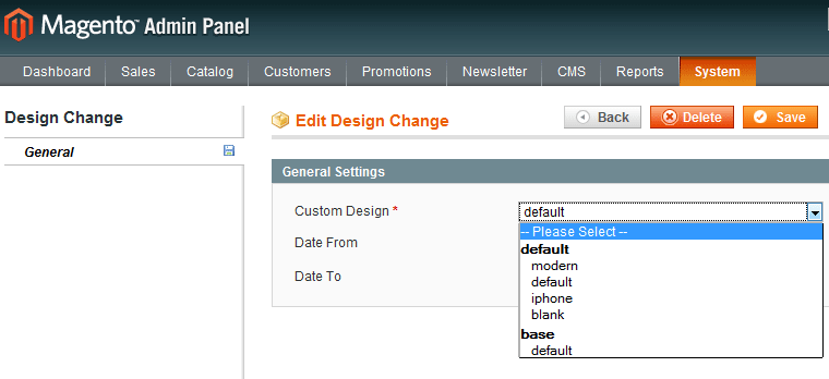 Change theme in Magento