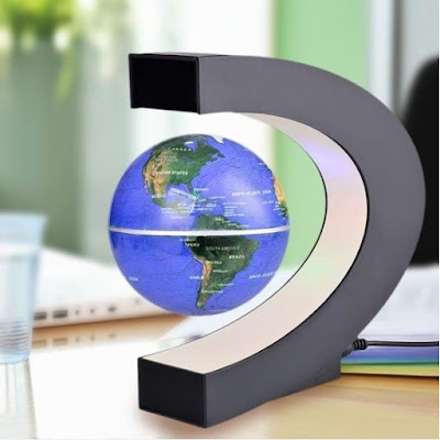 C Shape LED World Map Decoration Magnetic Levitation Floating Globe 