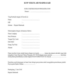  Ujian nasional telah selesai dilaksanakan Contoh Surat Pindah Rayon yang Baik
