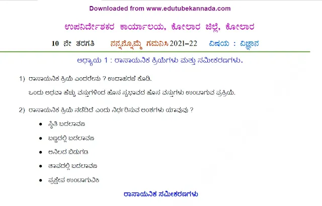 SSLC Science PDF Notes in Kannada For Karnataka GPSTR Science & Mathematics Teachers Exam PDF Download Now, Download Karnataka GPSTR Science & Mathematics Teachers All PDF Study Materials Download Now for Free