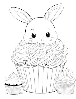 bunny in cupcake coloring page