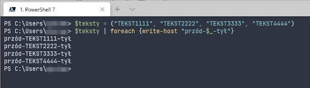 Dodawanie tekstu do istniejących ciągów znakowych w PowerShellu