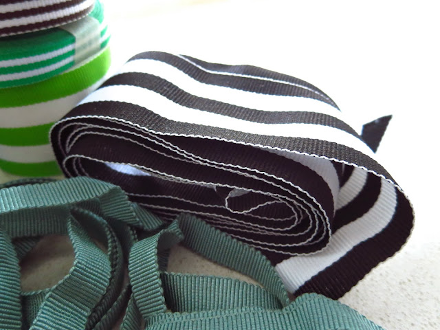 Black and white monarch stripe grosgrain ribbon