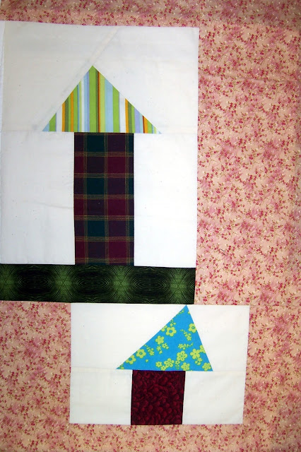 improv pieced houses - quilt blocks by marty mason 