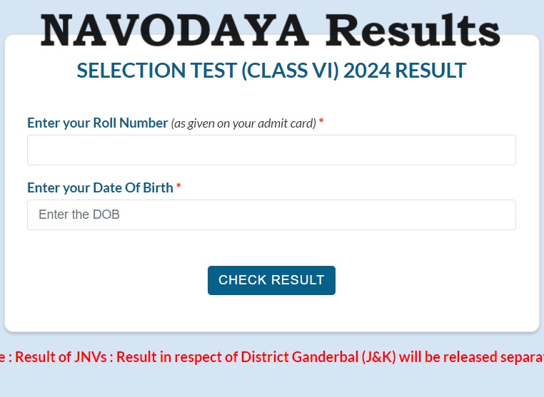 JNV Navodaya 6th Entrance Results 2024 [Released], Rank Card, Selection List Download