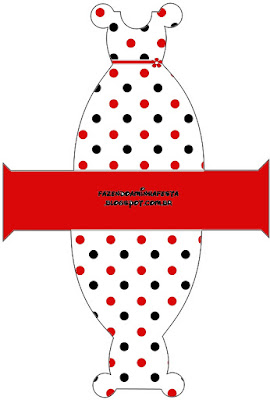 Red Polka Dots in Black and White Free Printable Dress Box.