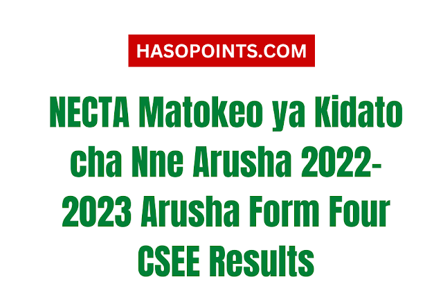 NECTA Matokeo ya Kidato cha Nne Arusha 2022-2023 Arusha Form Four CSEE Results