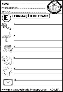 Atividades educativas para alfabetização,formação de frases