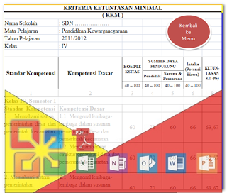 KKM SD Kurikulum 2013 Excel