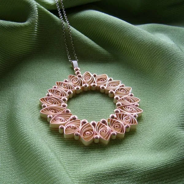 circular rose gold metallic paper necklace pendant