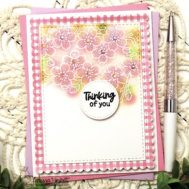 Cherry Blossoms Card by Larissa Heskett | Cherry Blossoms Stamp Set, Frames & Flags Die Set, Basic Frames Die Set, Circle Frames Die Set and Pastel Basics Paper Pad by Newton's Nook Designs #newtonsnook #handmade