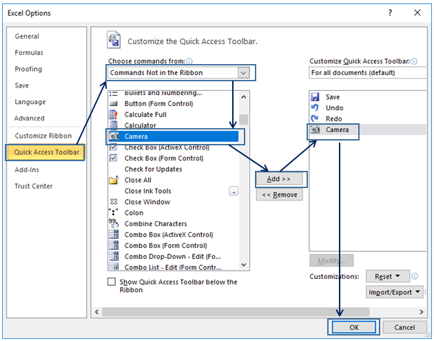 excel camera tools