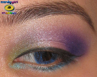 purple and green makeup. I used purple, pink, green,