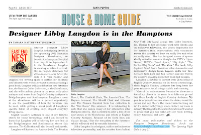 Designer Libby Langdon in the Hamptons - Article in Dan's Paper at the end of July 2012