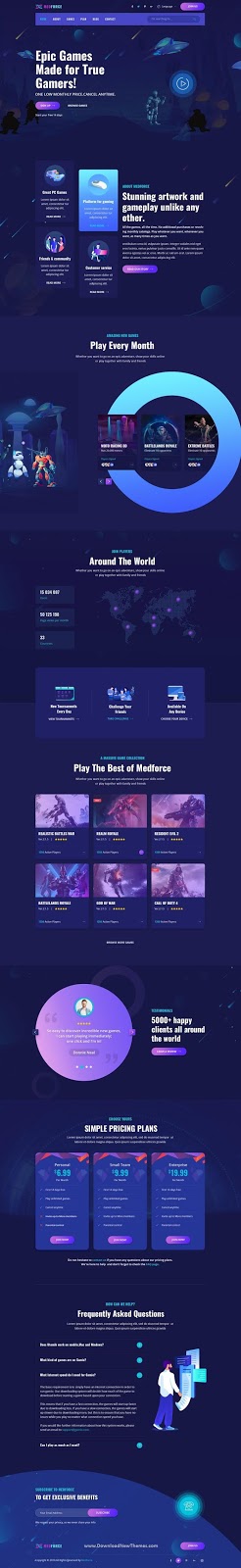 Gaming Subscription Website PSD Template