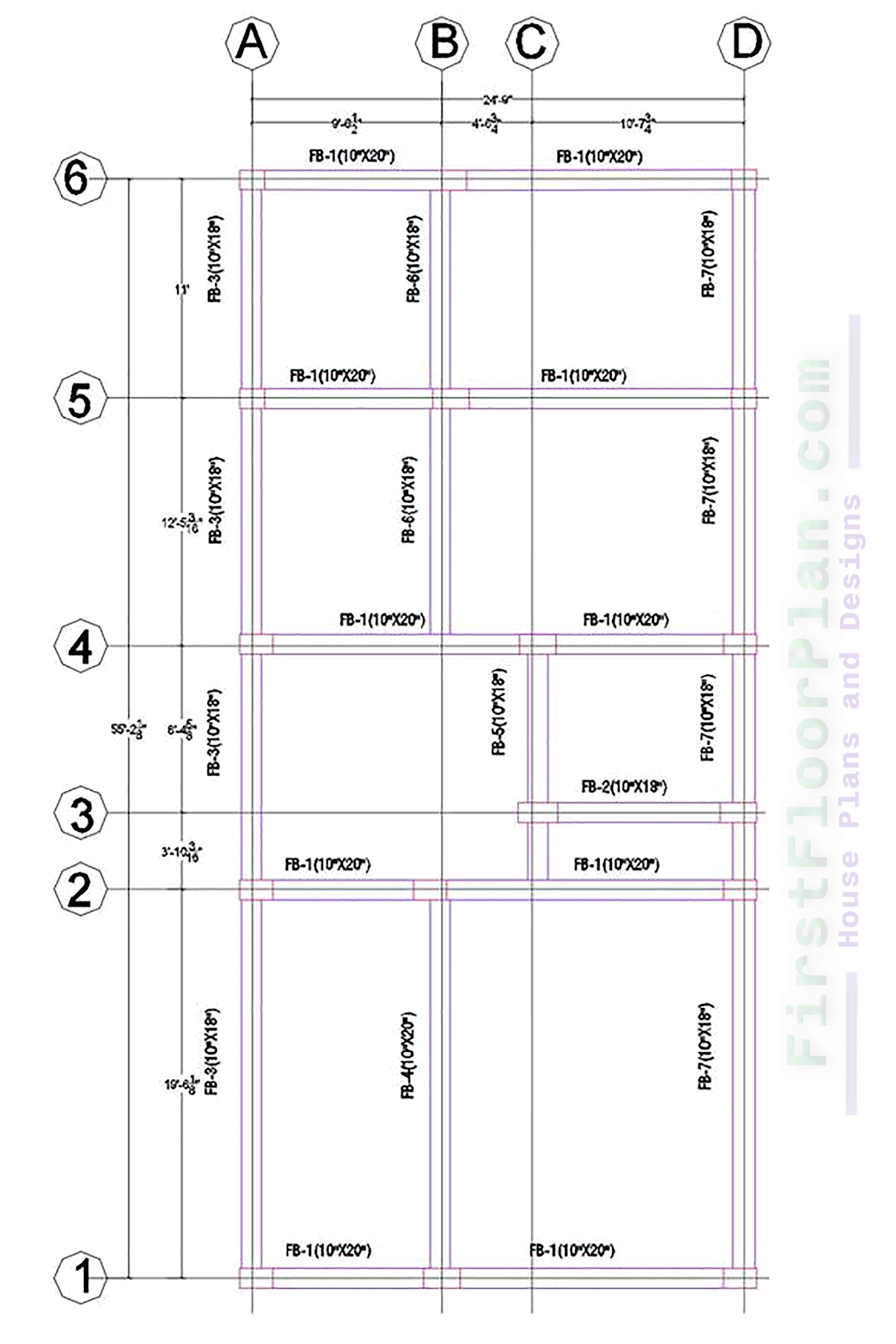 6 Storey Building Floor Beam Layout