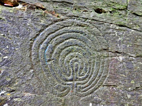 Rock carvings at Rocky Valley, Cornwall near Tintagel