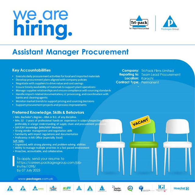 Tri Pack Pvt Ltd Latest Jobs in Karachi Assistant Manager Procurement 2025