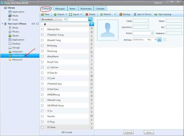 hướng dẫn backup danh bạ, tin nhắn bằng iTools