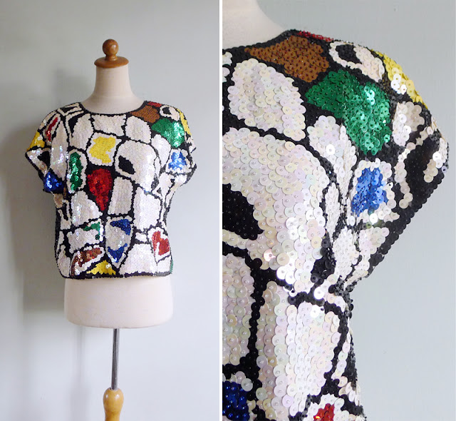 vintage 80's sequinned slouch top