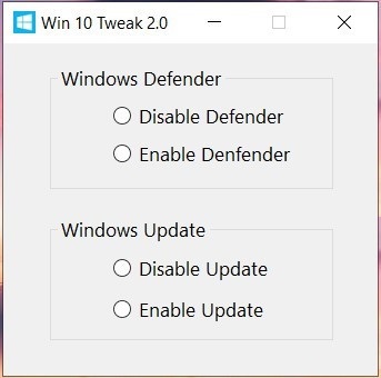 Tắt Windows Update trong Windows 10, tắt Windows Defender bằng công cụ Win 10 Tweak 2.0