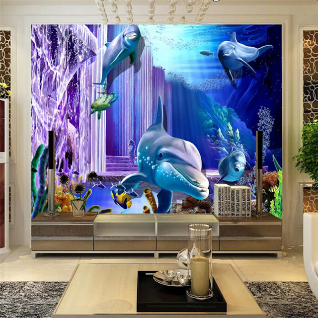 Dolphin Undersea wall mural Wall mural wallpaper 3d underwater palace dolphins photo wallpaper animal