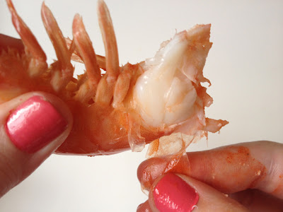 peeling a prawn