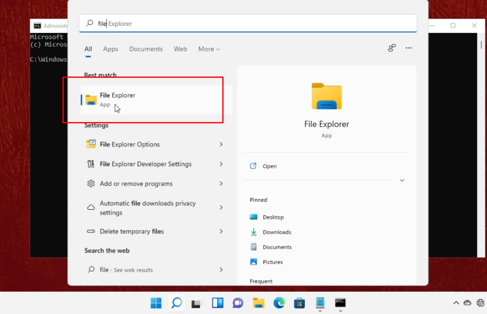 Open File Explorer from Search Bar