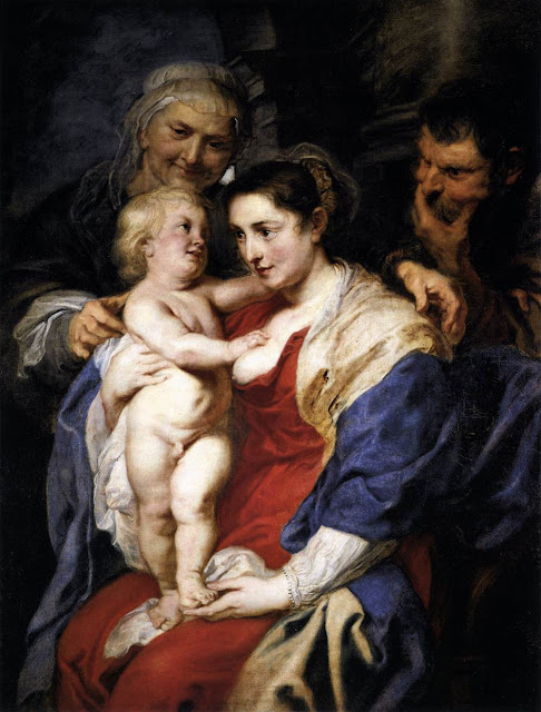 the holy family with St. Anne , Peter Paul Rubens, Baroque painting
