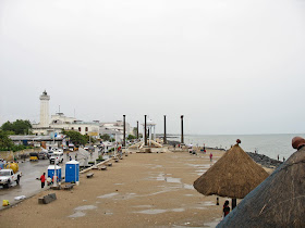 view of Pondycherry beach and town