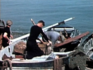 Henry (centre) filling boxes with crabs in ‘Our Boys’