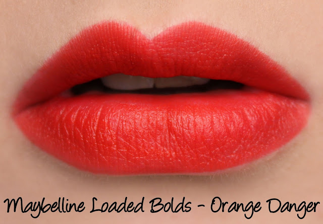 Maybelline Loaded Bolds Lipstick - Orange Danger Swatches & Review