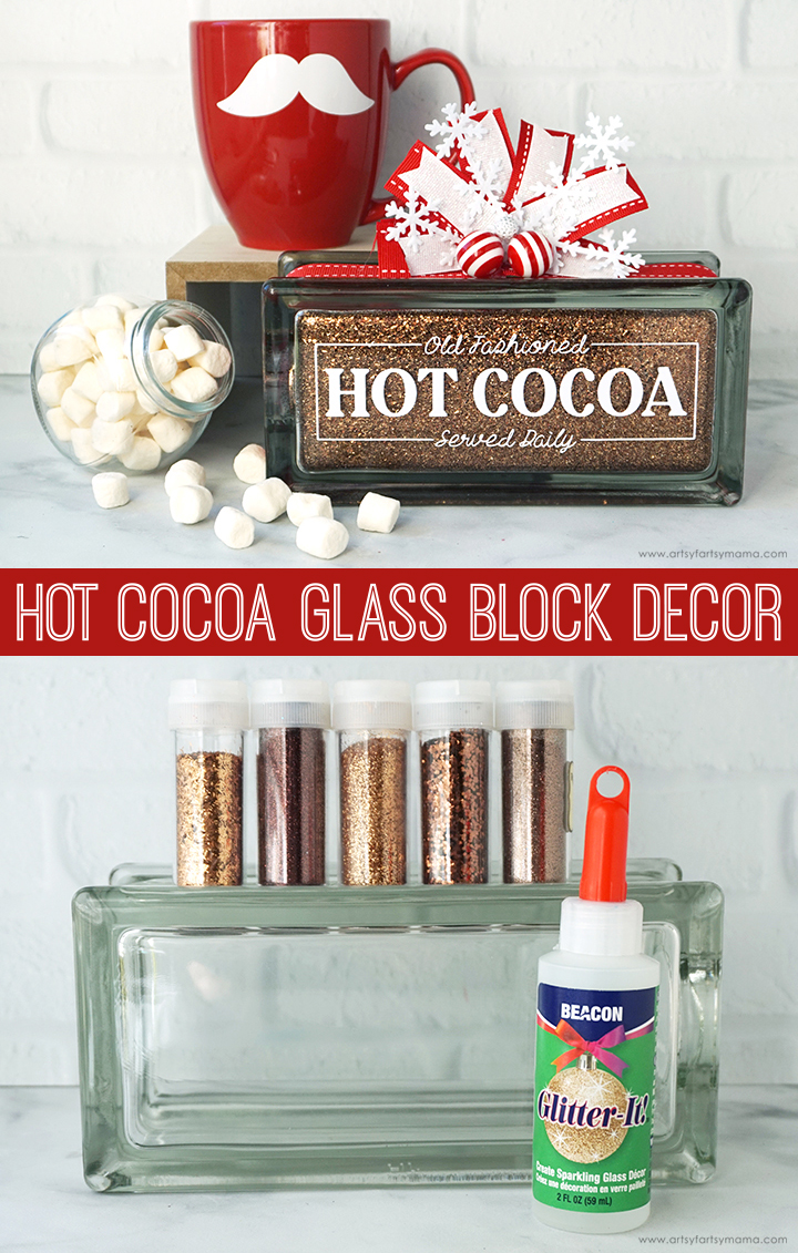 Hot Cocoa Glass Block Decor