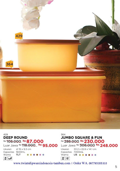 Promo Diskon Tulipware September 2017, Square & Fun, Wide Round