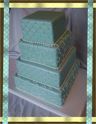 elegant white and tiffany blue wedding cakes