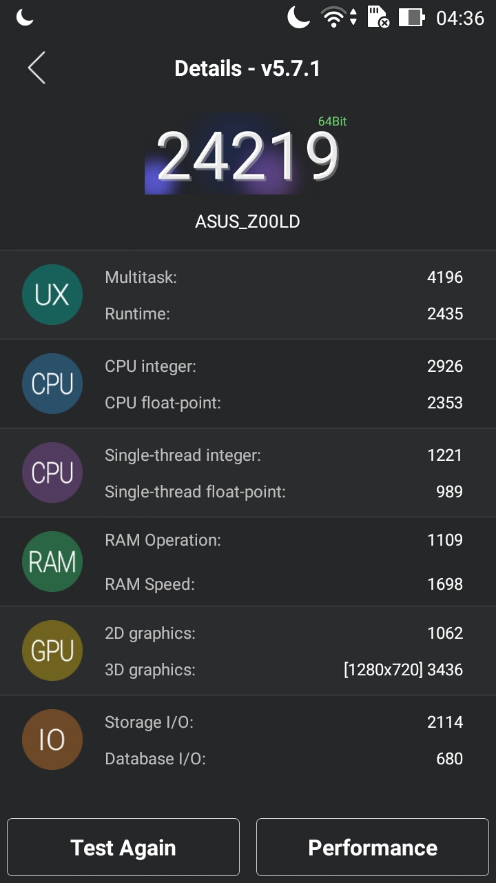 Asus ZenFone 2 Laser ZE550KL Antutu Benchmark Score