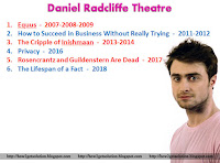 daniel radcliffe movies, list of theatre shows, equus, how to succees in business without really trying, the cripple of inishmaan, privacy, rosencrantz and guildenstern are dead, the lifespan of a fact, photo save today