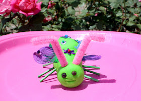 A close-up of Tessa's insect...it's a fancy grasshopper.