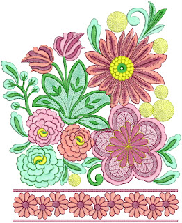 Kontras ingekleur blomme ontwerp Patch