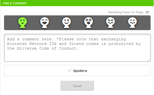 Miiverse Code of Conduct Exchanging Nintendo Network IDs and friend codes is prohibited