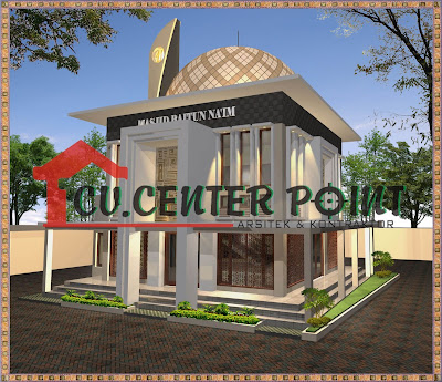 Jasa Gambar Rumah di Sawahlunto - Fasade Masjid Minimalis Modern 2 Lantai