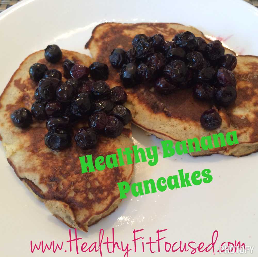 Healthy Pancakes, Banana Pancakes, Banana, Egg, blueberries, www.HealthyFitFocused.com 