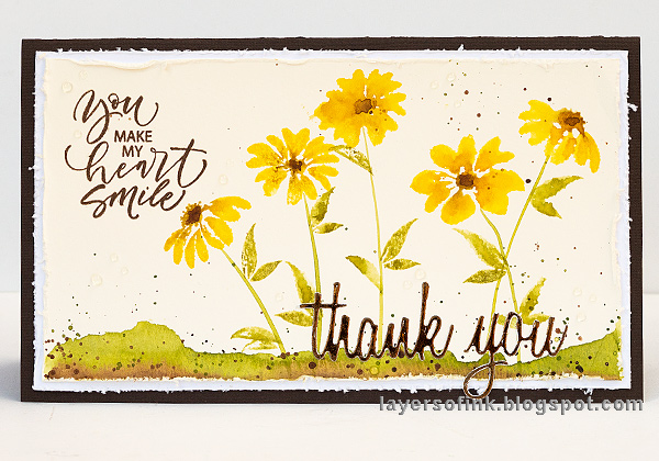 Layers of ink - Watercolor Stamping Tutorial by Anna-Karin Evaldsson. With Watercolor Flowers stamps by Gina K Designs.