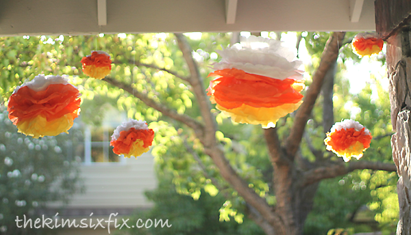 Candy corn pompoms
