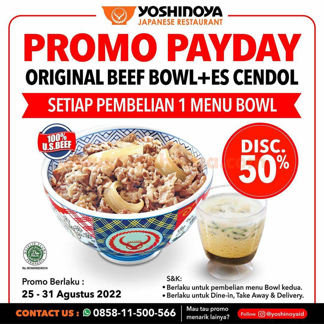 Promo YOSHINOYA PAYDAY DISKON 50%