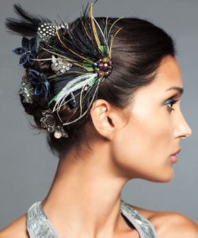 Wedding hair accessories black flower