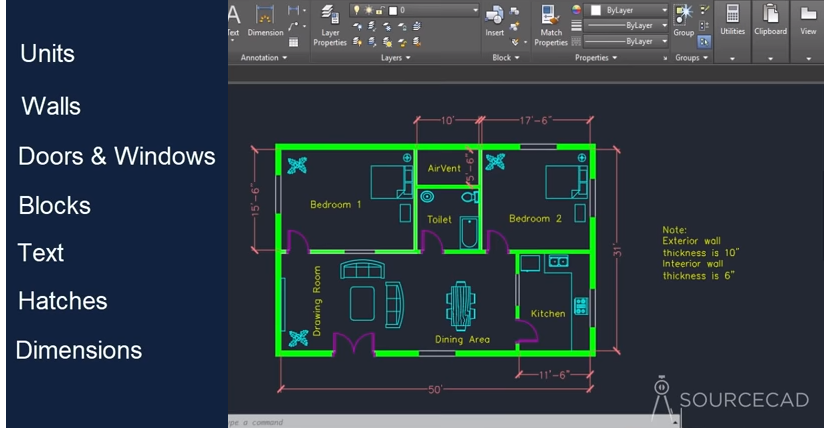 Making a simple floor plan in AutoCAD FantasticEng