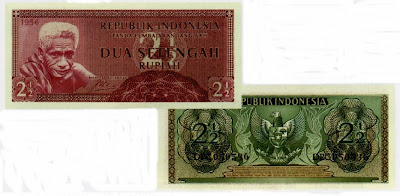 Terdiri dari cuilan satu dan dua setengah rupiah 1954 dan 1956 (seri sukubangsa)