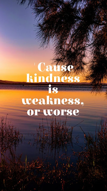 'cause kindness is weakness, or worse